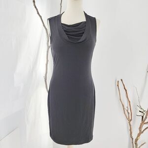 Calvin Klein black jersey cowl neck sheath dress